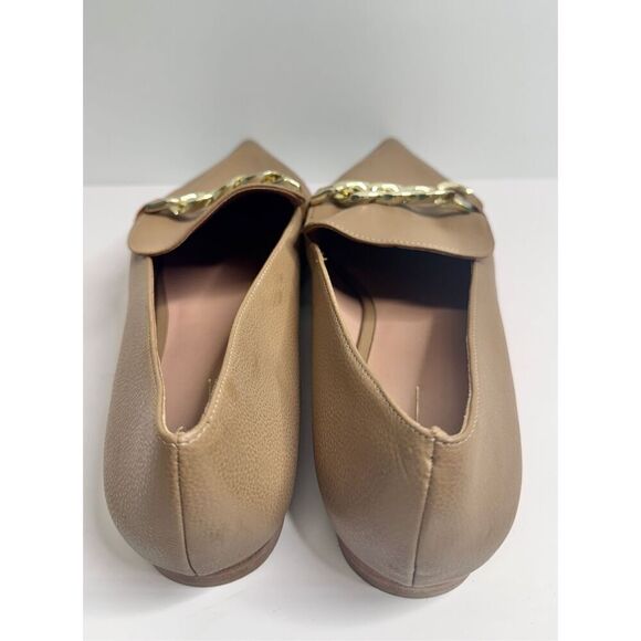 Linea Paolo Loafers Size 9 pointed Toe Leather Gold Chain Slip On‎ Casual Shoes - Picture 6 of 9